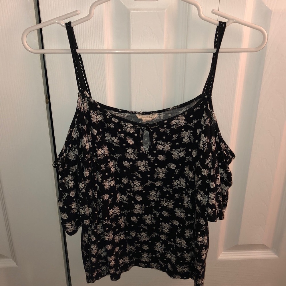 PAC SUN Cute Floral Cold Shoulder Shirt